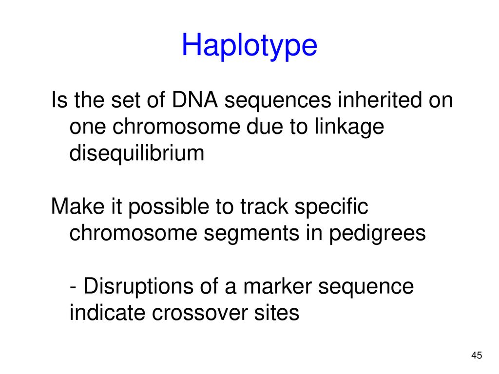 Haplotype Is the set of DNA sequences inherited on one chromosome due to linkage disequilibrium.