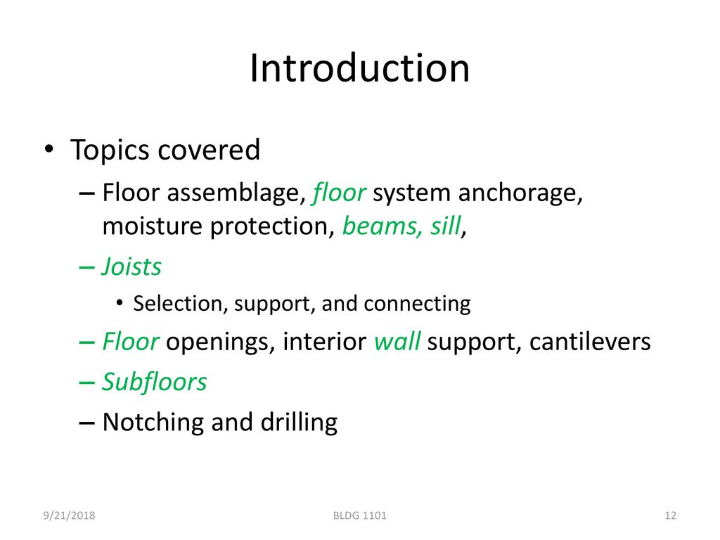Introduction Topics covered
