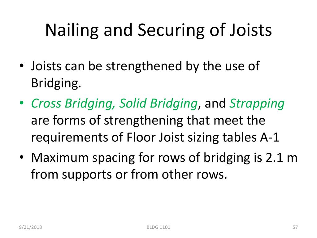 Nailing and Securing of Joists