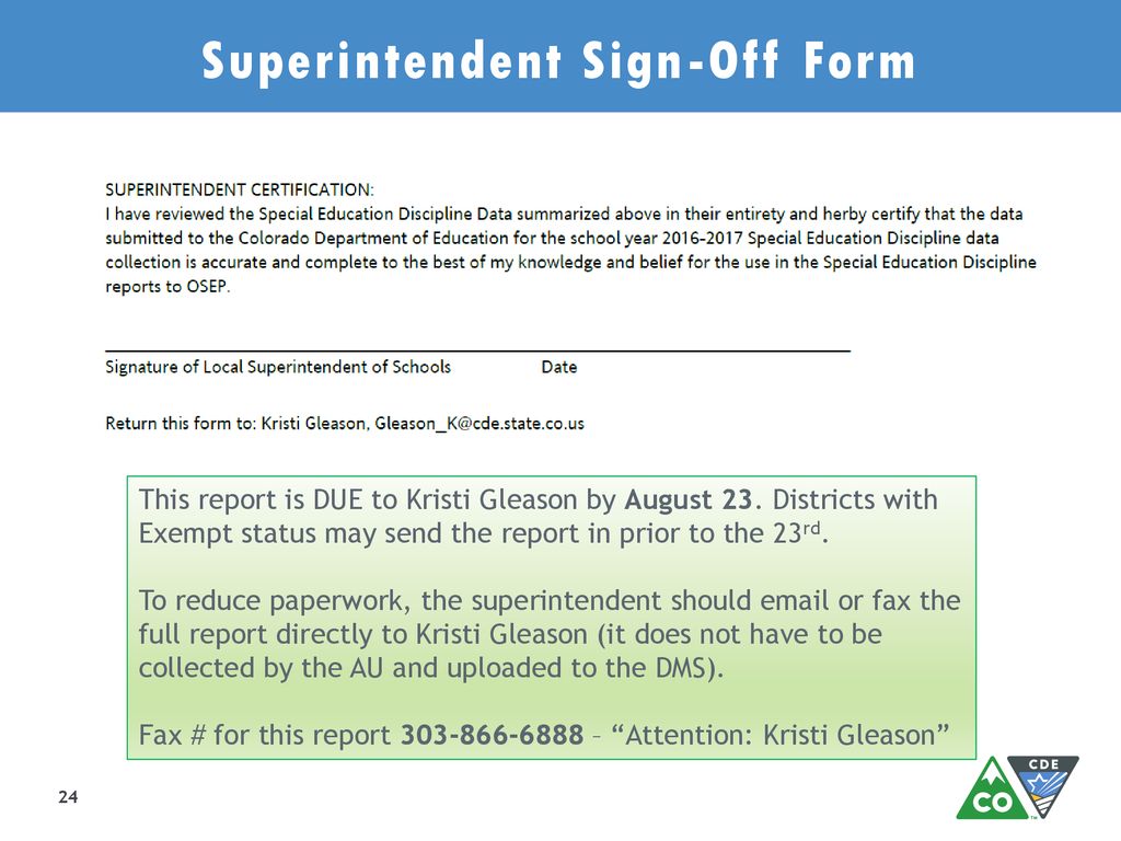 Superintendent Sign-Off Form