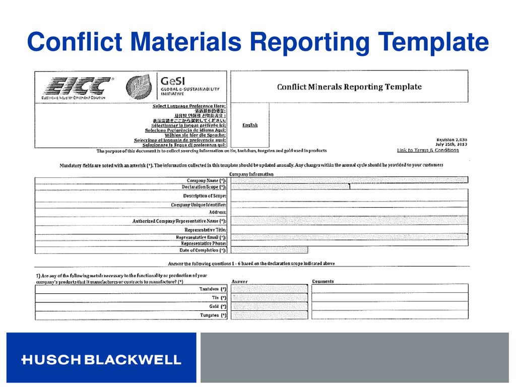 Conflict Minerals: Not Just for Public Companies – What Every Regarding Eicc Conflict Minerals Reporting Template