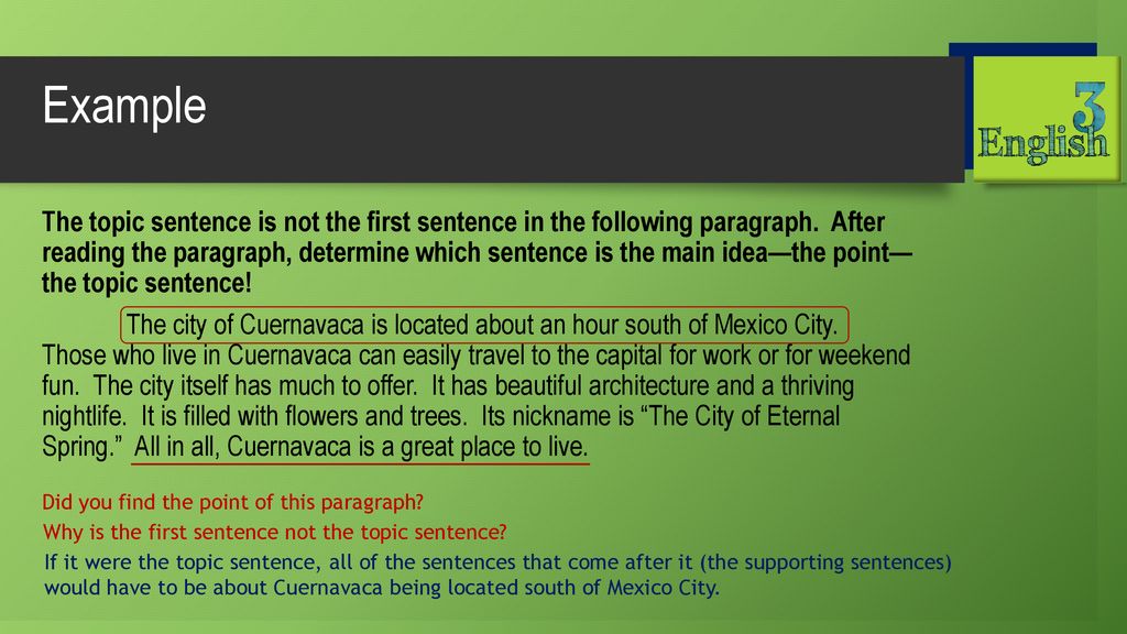 Finding the topic sentence ppt download