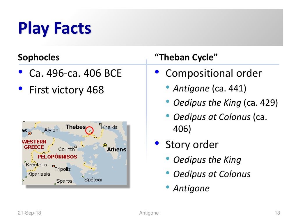 Play Facts Ca. 496-ca. 406 BCE First victory 468 Compositional order