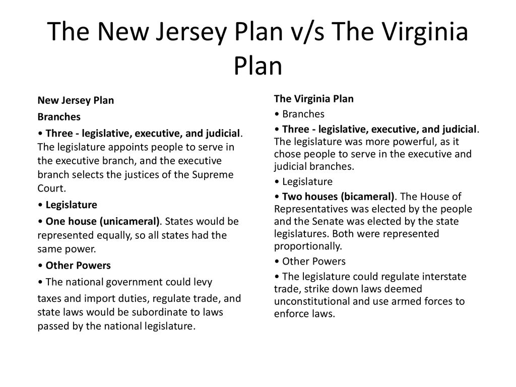 the new jersey plan vs the virginia plan