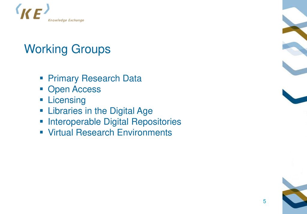 Working Groups Primary Research Data Open Access Licensing