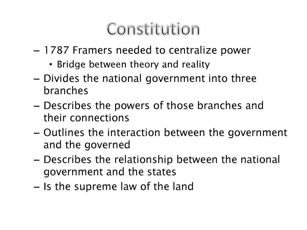 Creating government the constitution chapter ppt download