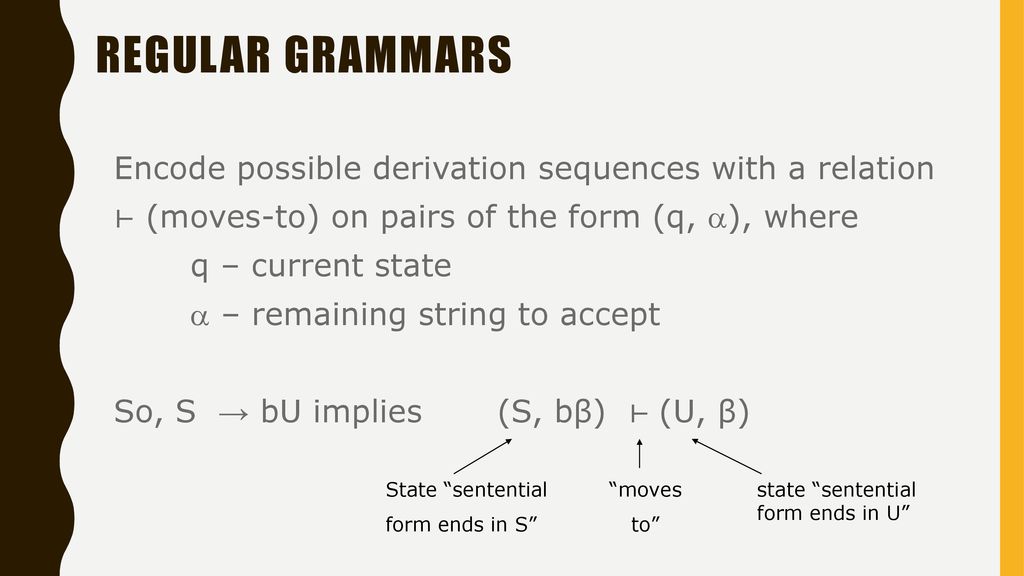 Regular grammars Module 04.1 COP4020 – Programming Language Concepts Dr ...