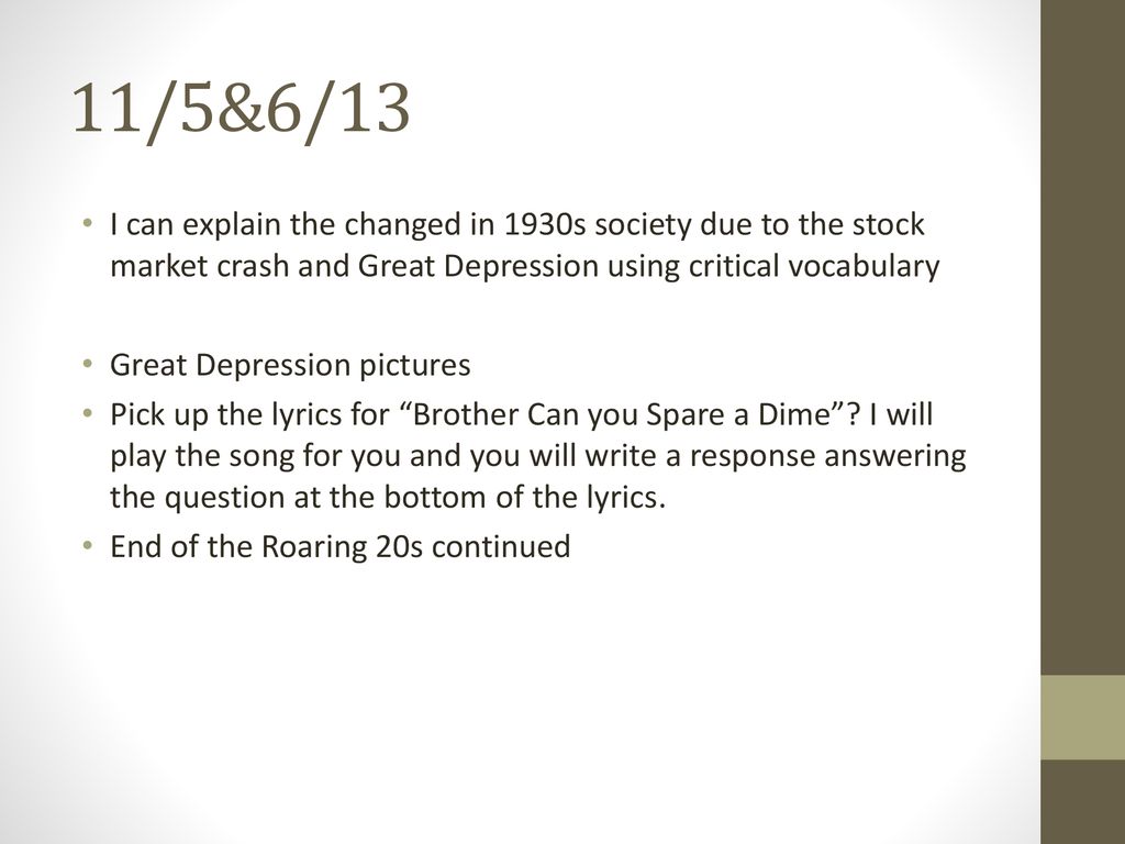 Brother Can You Spare A Dime Lyrics Meaning Welcome To Arts And Humanities Ppt Download