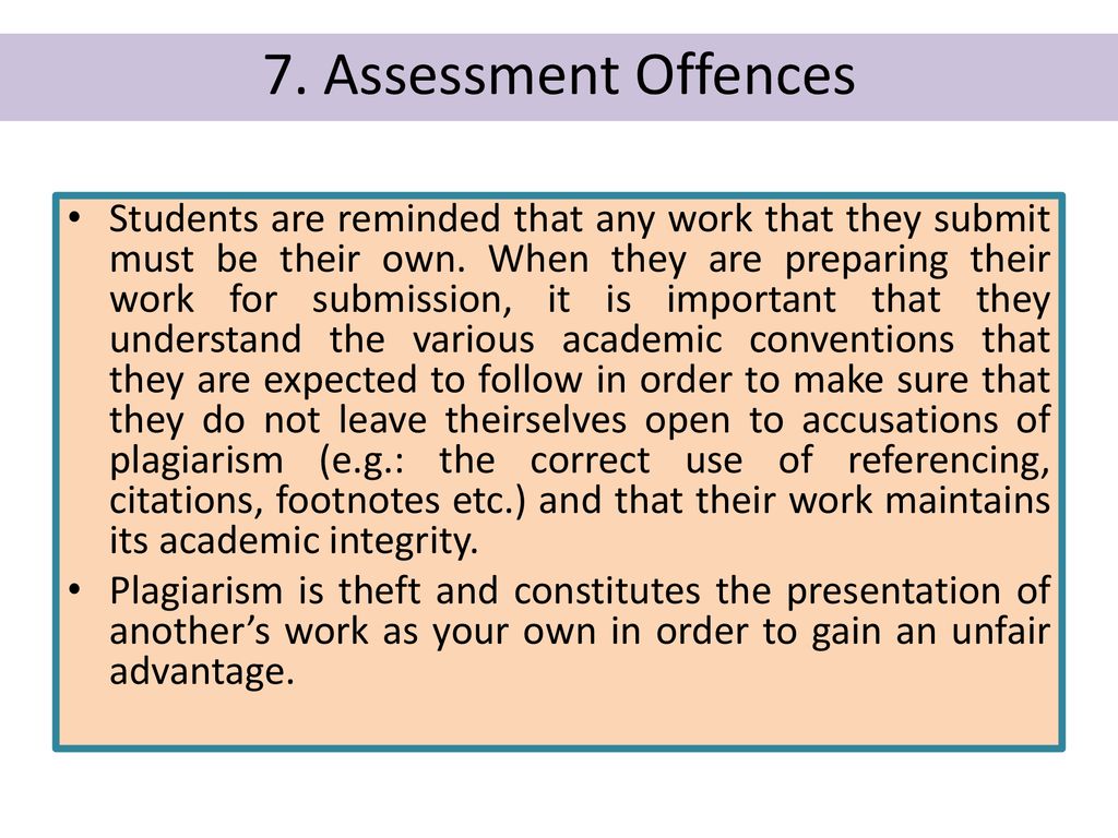 7. Assessment Offences