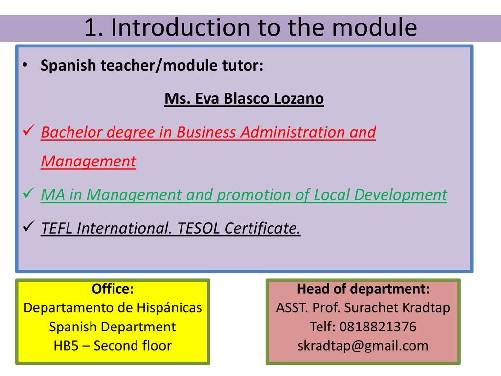 1. Introduction to the module