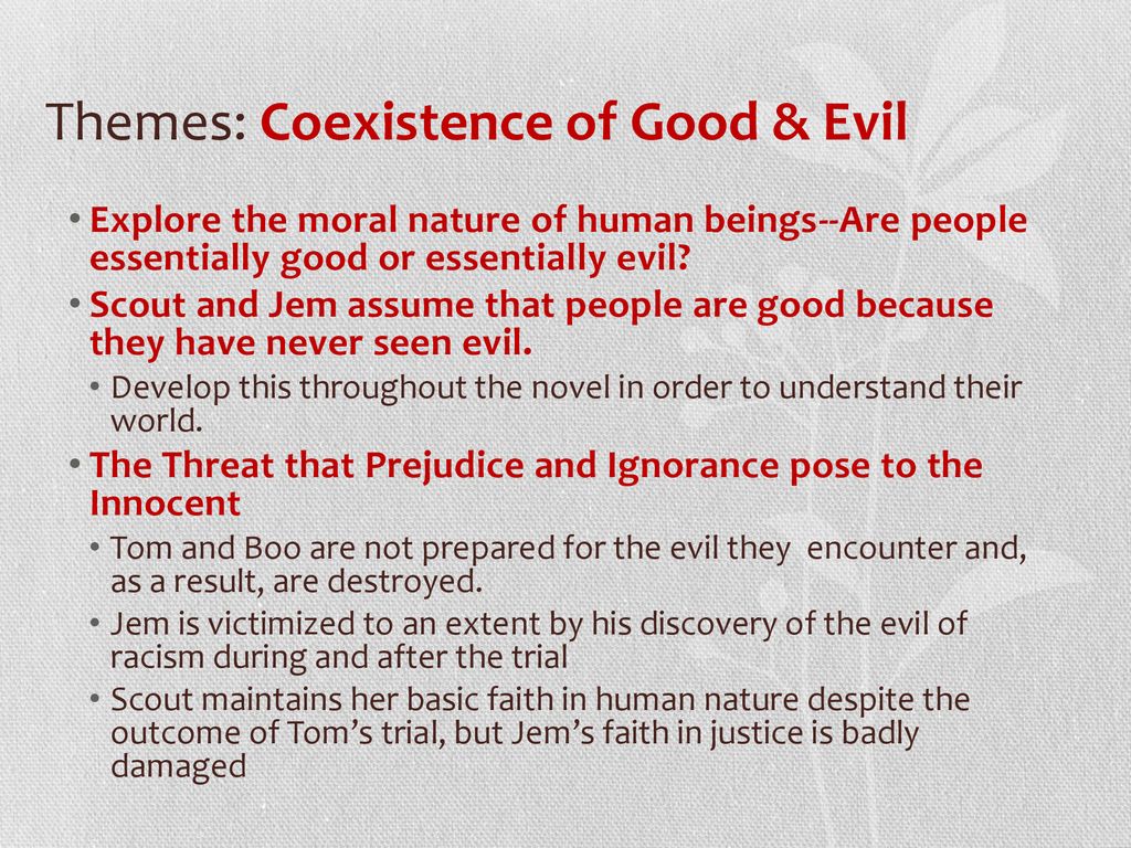 Themes And Symbols The Coexistence Of Good And Evil Atticus Is The Law Ppt Download