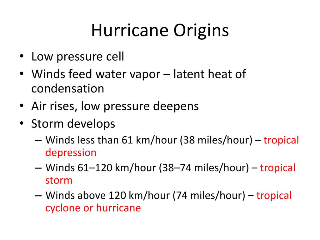 Hurricane Origins Low pressure cell