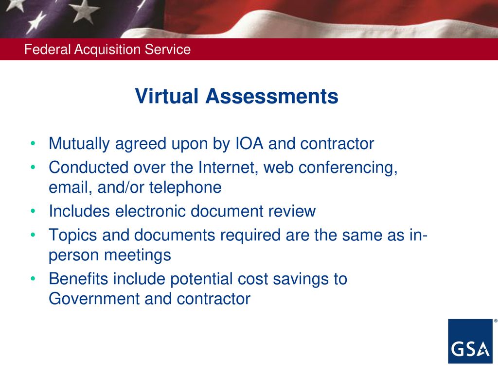 Virtual Assessments Mutually agreed upon by IOA and contractor