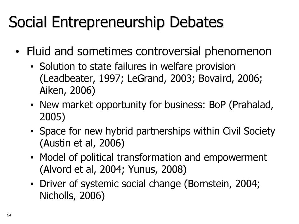 Social Entrepreneurship Debates