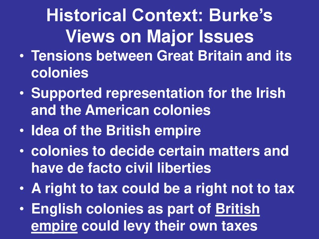 Historical Context: Burke’s Views on Major Issues