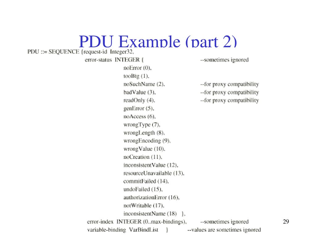 PDU Example (part 2) 9/21/2018 Datacomm II Spring 2002