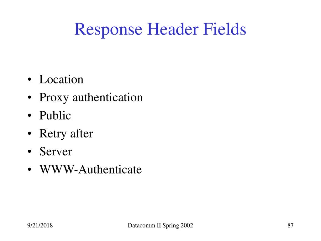 Response Header Fields