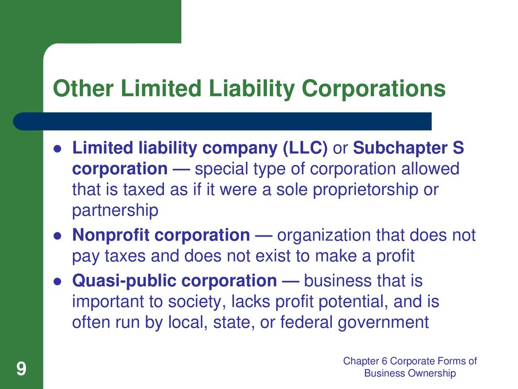 Chapter 6 Corporate Forms Of Business Ownership - Ppt Download