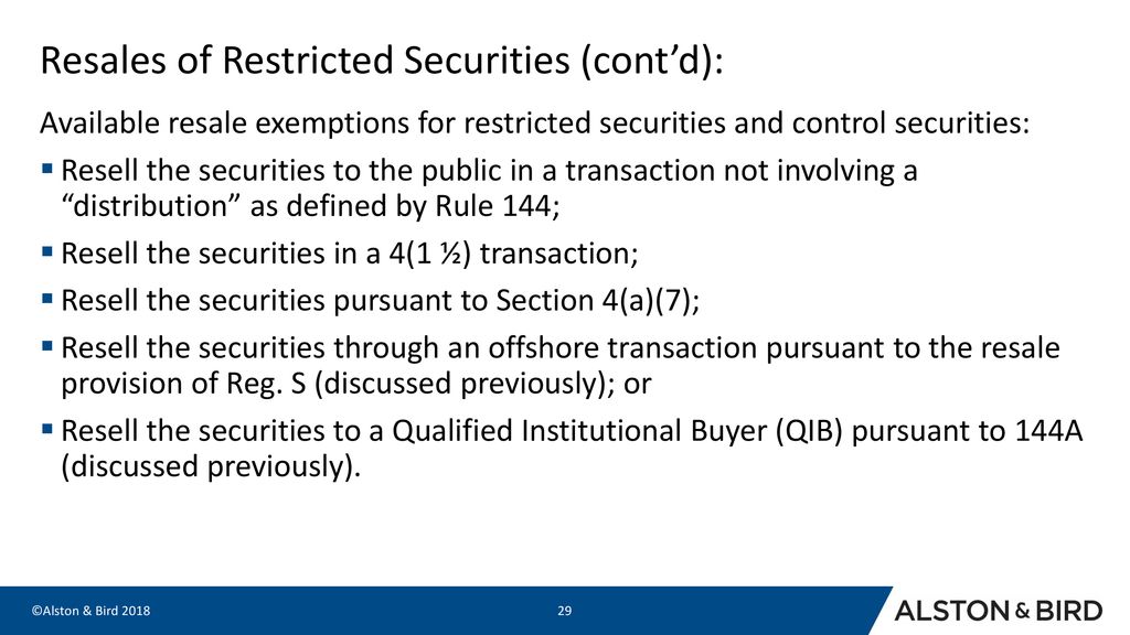 Securities Exemptions Chart