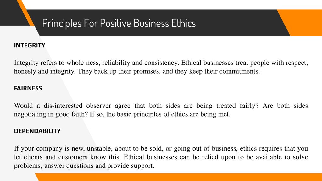 Principles For Positive Business Ethics