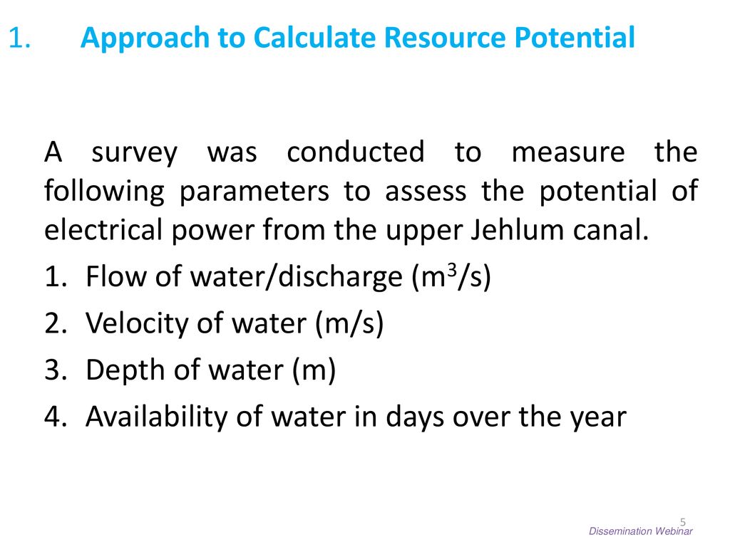 1. Approach to Calculate Resource Potential