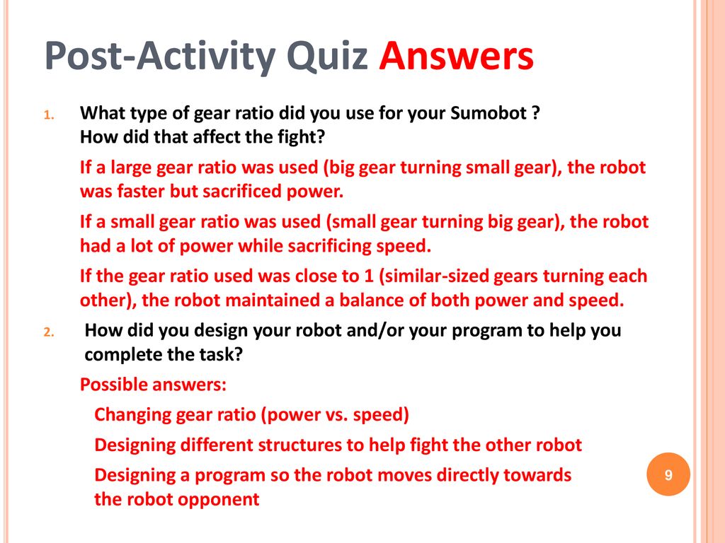 Post-Activity Quiz Answers