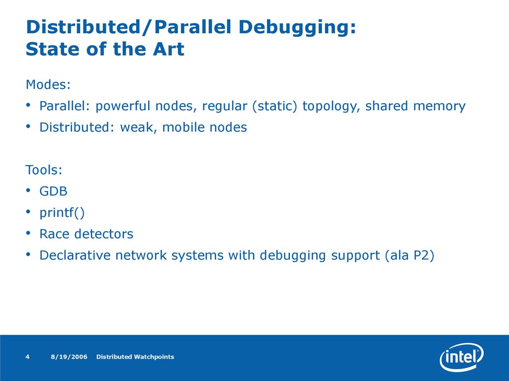 Distributed watchpoints debugging very large ensembles of robots de