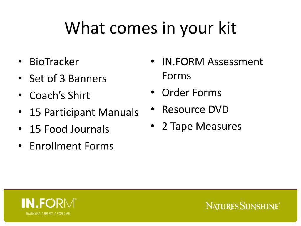 What comes in your kit BioTracker IN.FORM Assessment Forms
