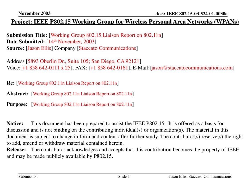 November 2003 Project: IEEE P Working Group for Wireless Personal Area Networks (WPANs)