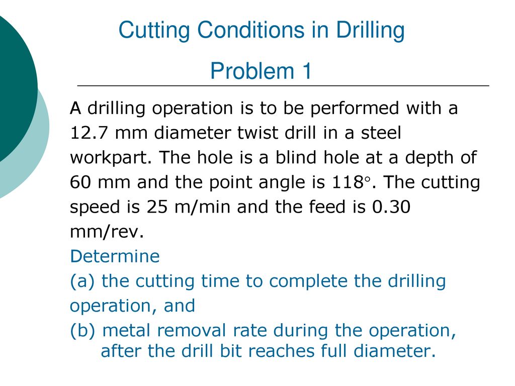 Cutting Conditions in Drilling