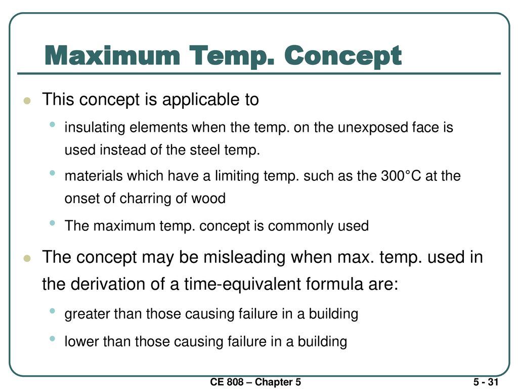 Maximum Temp. Concept This concept is applicable to