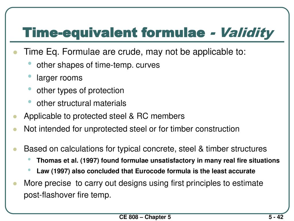 Time-equivalent formulae - Validity