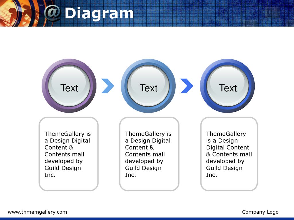 Diagram Text. Text. Text. ThemeGallery is a Design Digital Content & Contents mall developed by Guild Design Inc.
