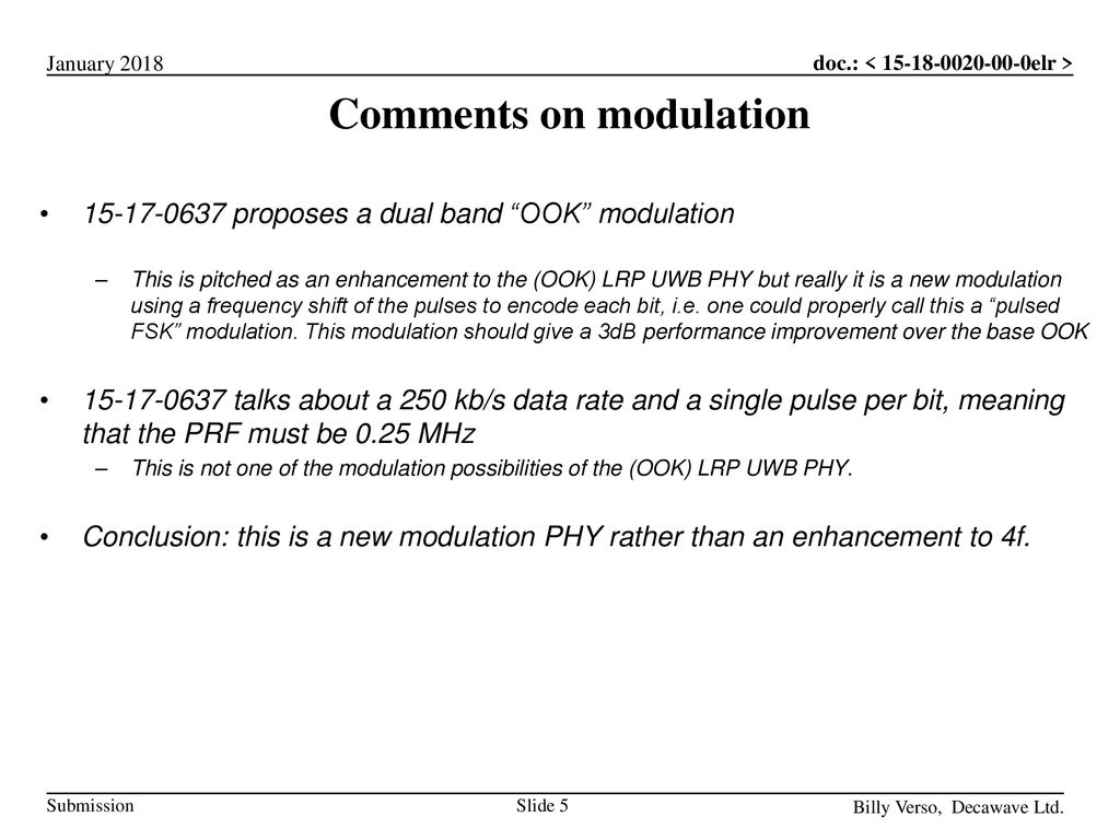 Comments on modulation