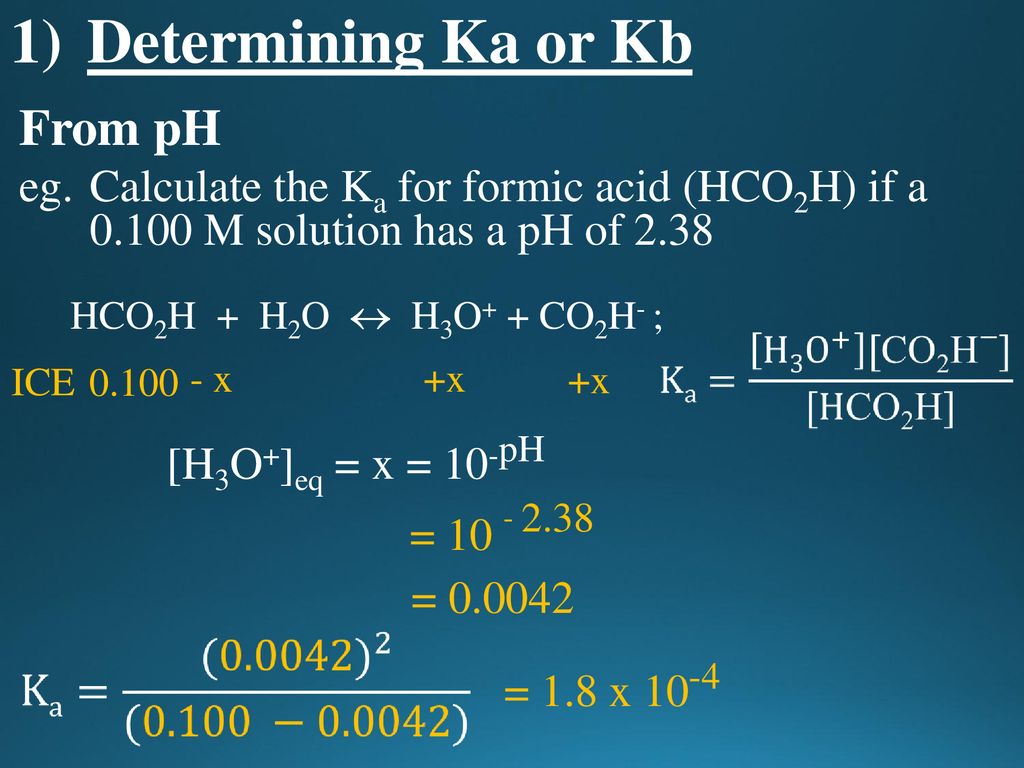 Determination of Ka, Kb & pH - ppt download