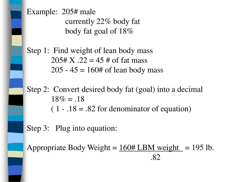 Recommendations for Body Composition, Exercise, and Caloric Intake - ppt  download
