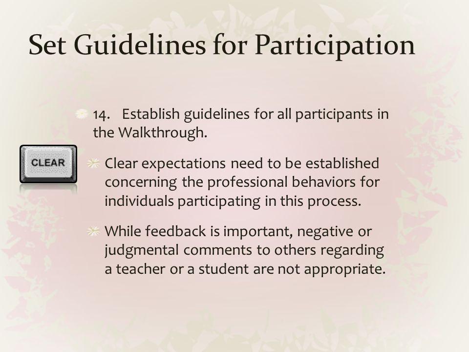 Set Guidelines for Participation