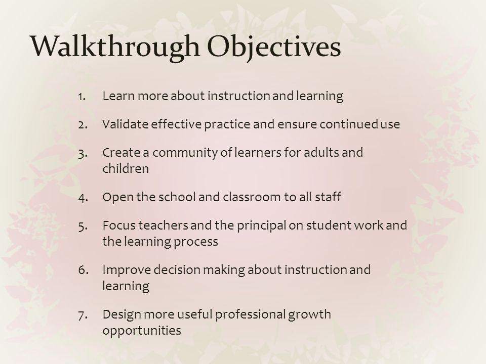 Walkthrough Objectives