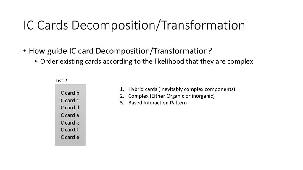 IC Cards Decomposition/Transformation