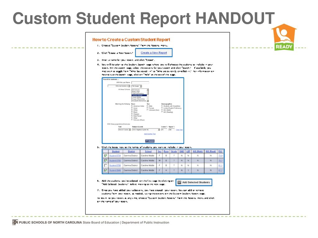 Custom Student Report HANDOUT