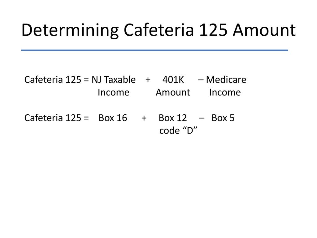 Determining Cafeteria 125 Amount
