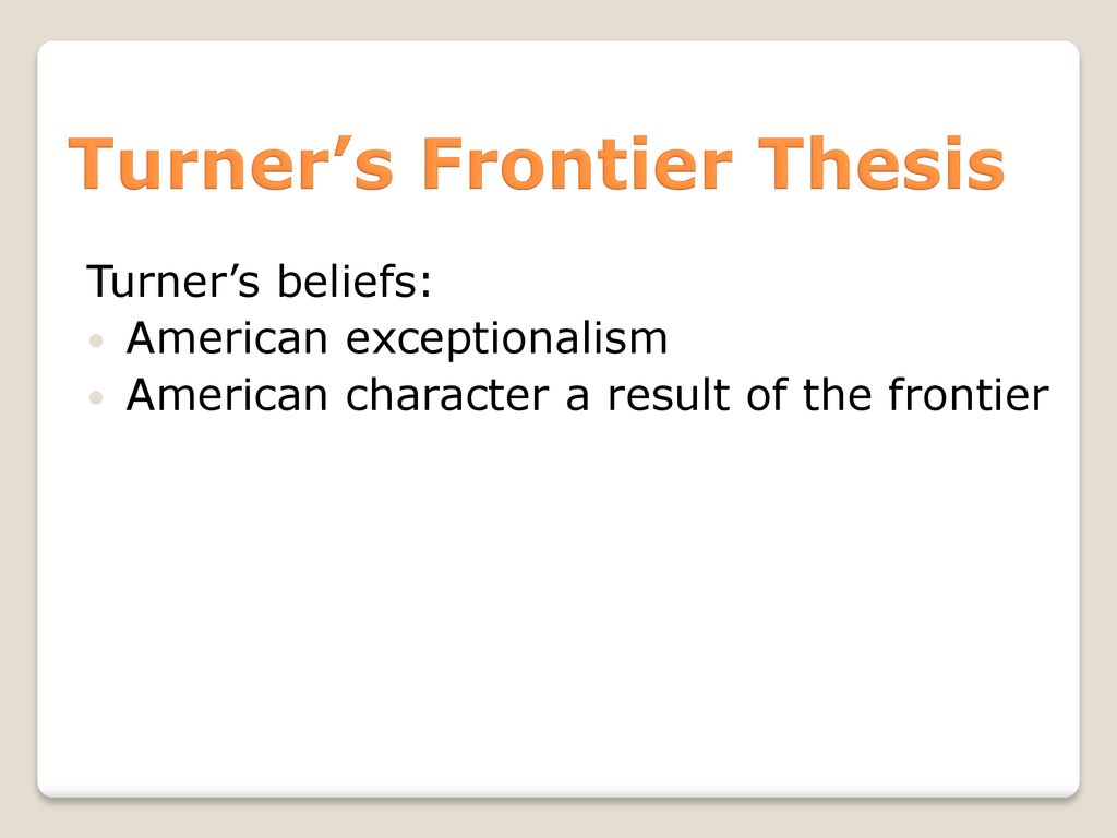 turner presents frontier thesis