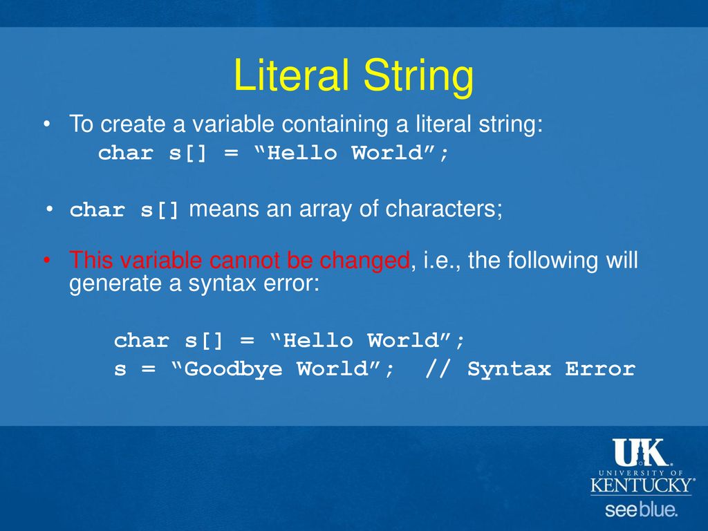 CS 215 Lecture 6 Strings (Based on Lecture 17 from Ohio State ...