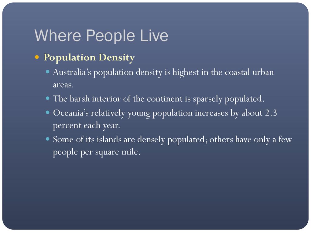 Where People Live Population Density