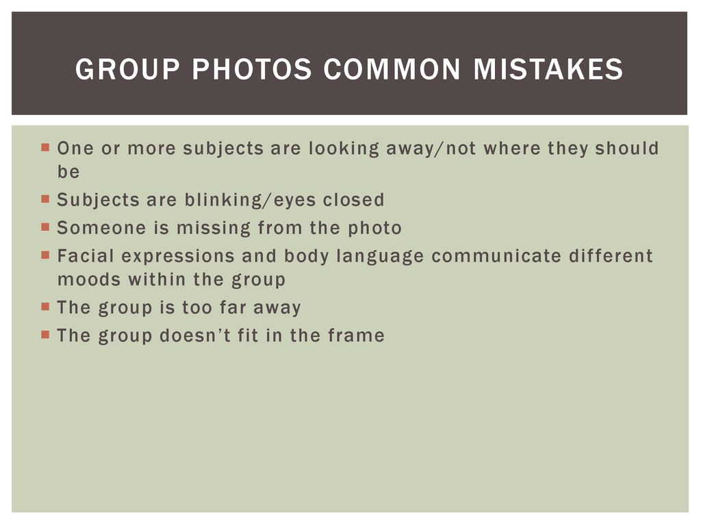 Group photos common mistakes