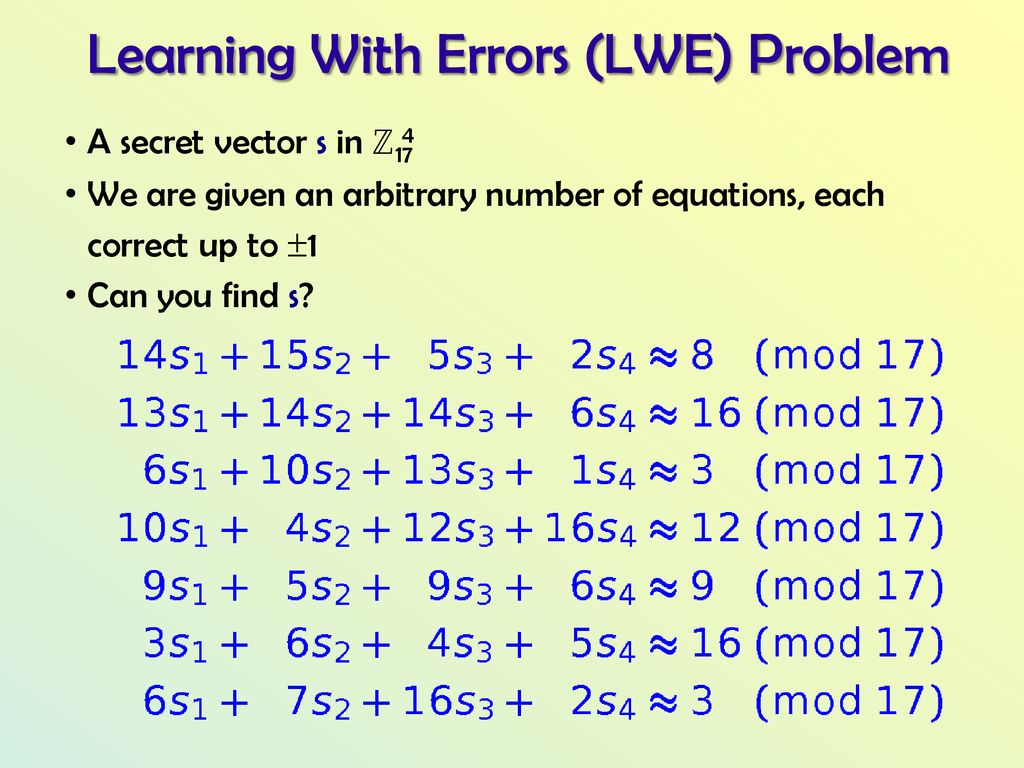 The learning with errors problem ppt download