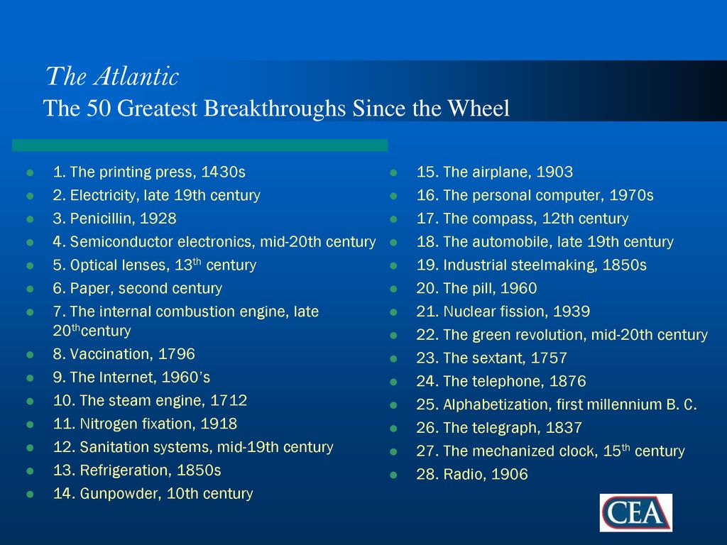 The 50 Greatest Breakthroughs Since the Wheel - The Atlantic