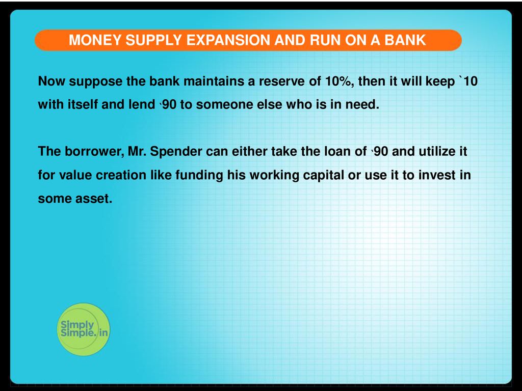 MONEY SUPPLY EXPANSION AND RUN ON A BANK