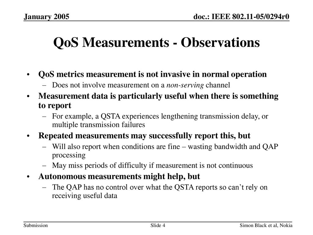 QoS Measurements - Observations