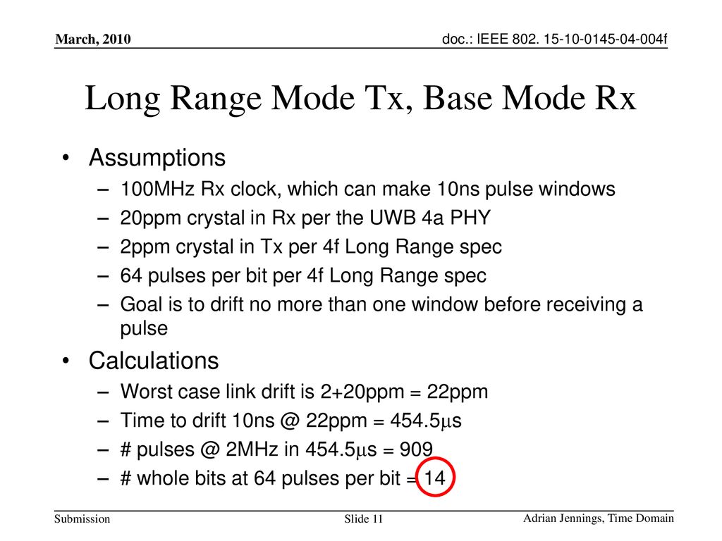 Long Range Mode Tx, Base Mode Rx
